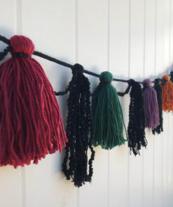 Black Flame Candle Yarn Tassel Garland